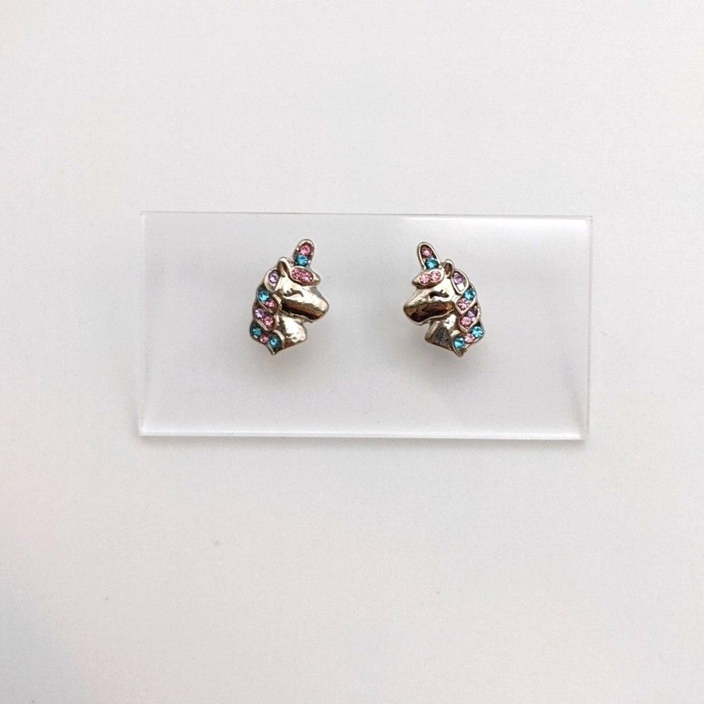 Unicorn 925 sterling silver stud earrings